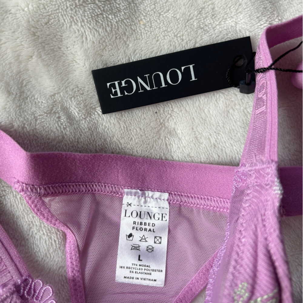 💜 Lounge Ribbed Floral Triangle Thong💜 - Picture 6 of 8
